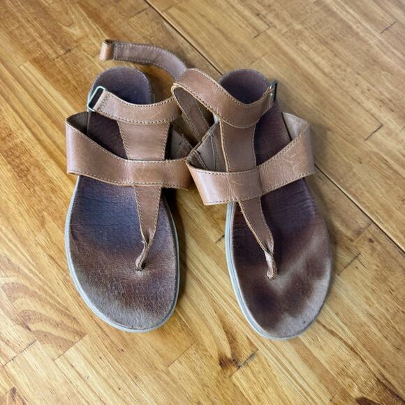 Sorel Torpeda Tan Brown Leather Ankle Strap Thong Sandals Size 8.5 - Picture 3 of 6